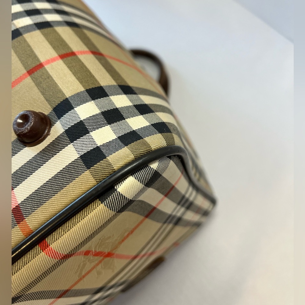 Burberry Nova Check Boston Bag Canvas Beige Brown‎ gold 100% authentic - Picture 11 of 16